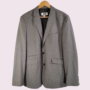 JOSEPH ABBOUD Wool Gray Glen Plaid Sports Coat Jacket Sz M Elbow Patch Blazer